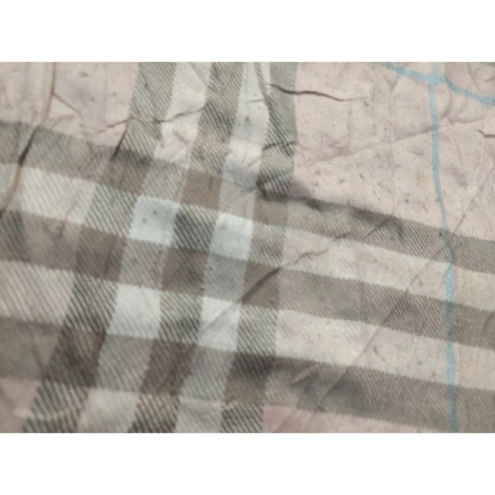 Vintage Burberry Pink Brown Blue White 100% Cashmere Shawl Scarves - Picture 5 of 5